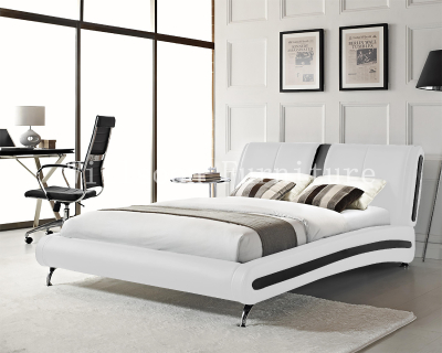 Modern Bed Design Bedroom Furniture Black&White Faux Leather Frame 1836, Bedroom Furniture