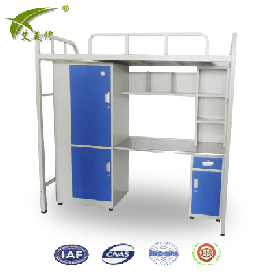 School furniture metal bunk bed with desk