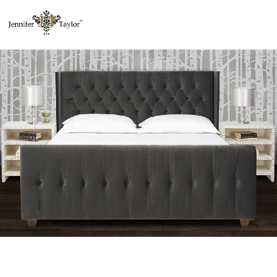 Bedroom furniture king size big headboard set fabric upholstery double bed, Wooden Bed,Bedroom Furniture