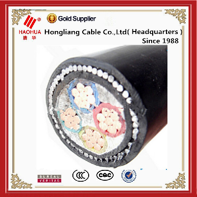 0.6/1kv low voltage 3 cores armor cable steel wire armored PVC insulated cable