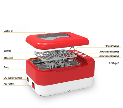 Rechargable Battery Portable Denture Ultrasonic Cleaner 200ml