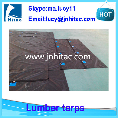 18oz 14oz pvc vinyl coated lumber cover tarps for flatbeds truck with 2rows D-rings