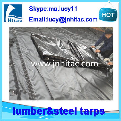 18oz14oz heavy duty pvc vinyl coated lumber flatbed tarps with 8feet drop& flap
