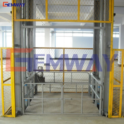 Warehouse guide rail hydraulic elevator lift platform for goods