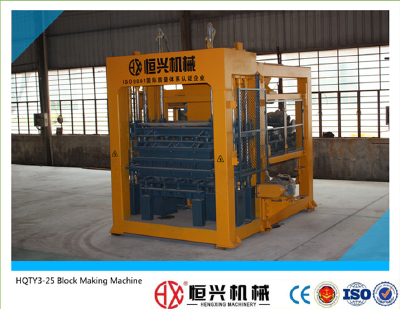 HOT HQTY3-25 small automatic concrete cement hollow interlocking paving solid brick making machine for sale