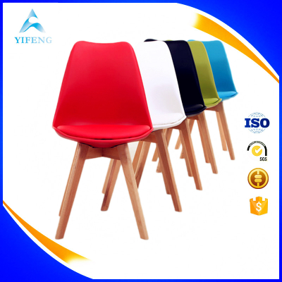 Wholesale modern cheap leisure plastic dining chairs with wooden legs