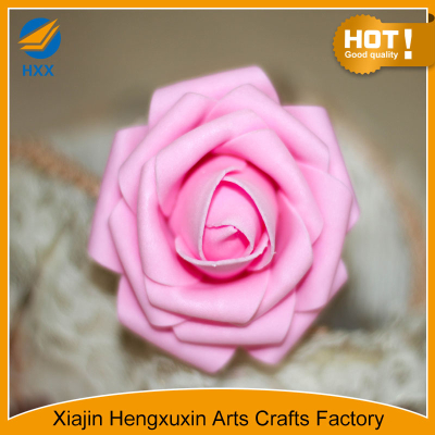 artificial pink foam rose head with stem