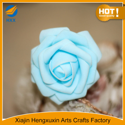 artificial light blue  foam rose head with stem