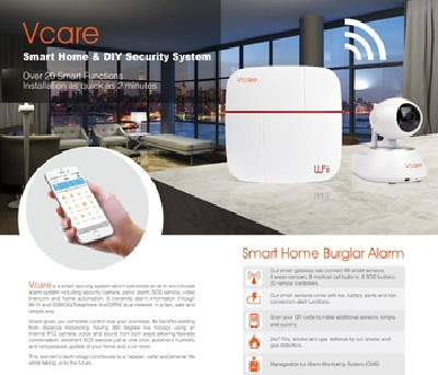 868/433MHz gateway wifi&gsm alarm kit with HD IP camera&pepper spray