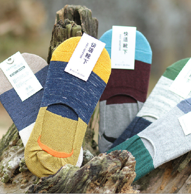 Men's cotton color wide boat socks