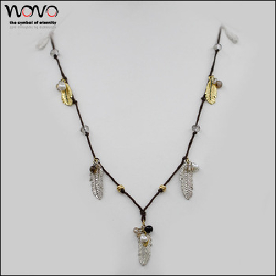 long chain leaf beads necklace