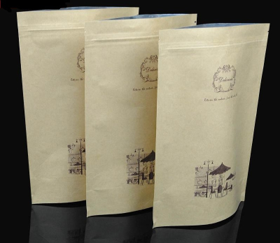 Accept OEM order nature kraft paper bag with aluminum foil pouch for food packaging