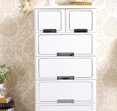 Chinese rattan pattern 5 layer clothes article storage box