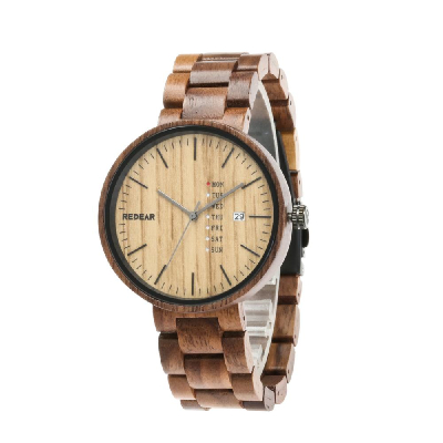 2017 new maple with red sandalwood with calender wood man watch and women watch