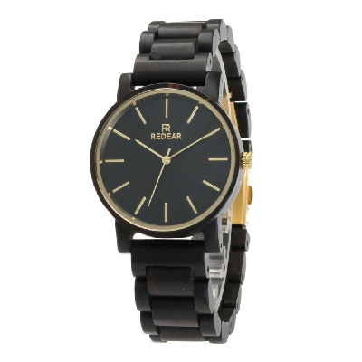Men Wooden Quartz Watch Round Dial Analog Handmade Wood Wristwatch