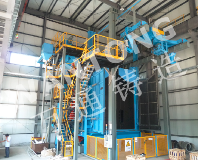 Monirail hook/hoist type shot blast machine