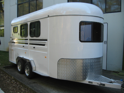 3 horse angle load float deluxe with wall dividing