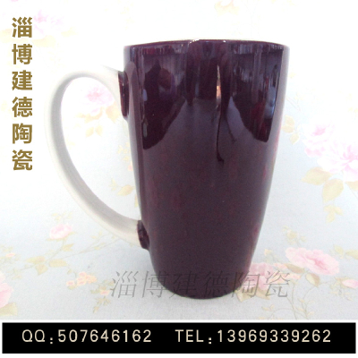 Wholesale ceramic glaze cup ceramic mug cup white to purple glazeglazecan be customized logo