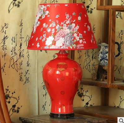 Home decoration Jingdezhen Base switch ceramic table lamp for bedroom