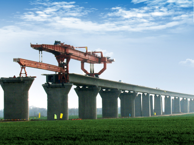Overhead launching gantry in railway bridge construction
