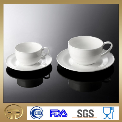 New hotel Elegant white porcelain coffee cup & Saucer set, ceramicTea cup & Saucer set for wholesale