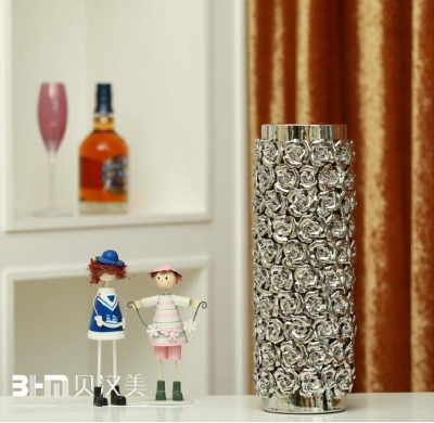 Wholesale artificial flower pot in wedding hotel,tall ceramic vase from Jingdezhen
