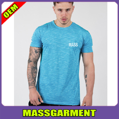 gym baby bule Slub mens t shirt printing samll logo