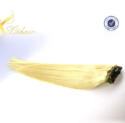 2016 New style brazilian hair extension,#613 human hair clip in hair for women