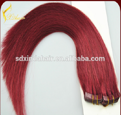 AAAAAA grade virgin brazilian hair #red human hair ,silk straight putape human hair extension