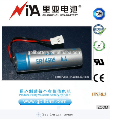 High quality ER14505/LS14500 3.6V 2400mAh AA size lithium battery widelyused for smart meters