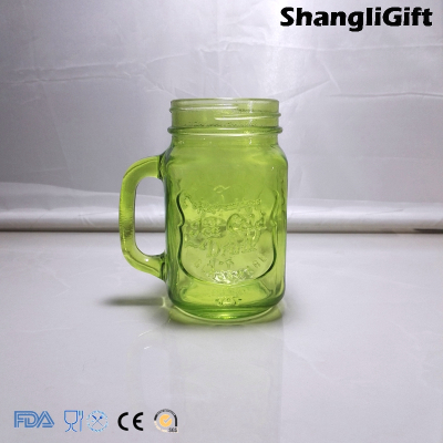 480ml green mason jar with cap straw