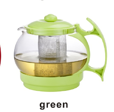  different color glass tea pot with tea strainer
