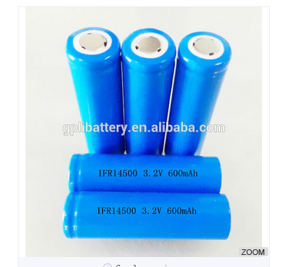 14500 3.2v 600mAh lifepo4 battery dicharge 0.5c-1c