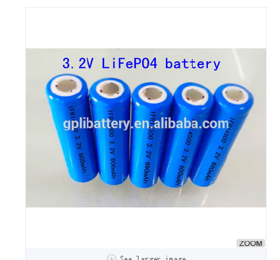 lifepo4 battery 3.2V 600mAh 14500 3.2v lifepo4 battery used for LED,mini shaver battery