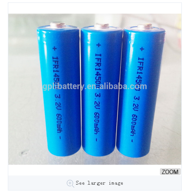 Li-FePO4 IFR 14500 3.2V 600mAh LED, mini shaver battery