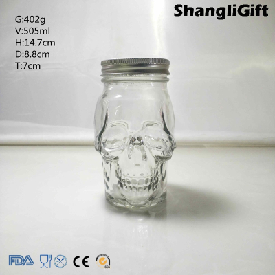 Skull Glass Mason Jar Special Glass Jar With Tin Lid