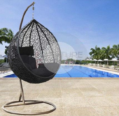 black rattan swing chair