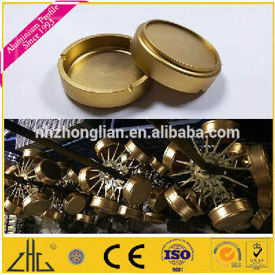 Custom-made round metal ash tray heavy weight sand gold color for hotel