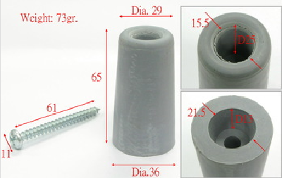 Wholesale round rubber door stopper for door high 65mm
