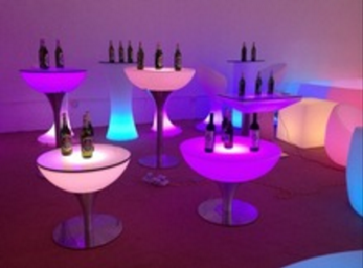 80CM LED Remote Halfmoon Table/ Hot Sell LED Rechargeable HalfmoonCoffeeTable/LED Outdoor Lawn Halfmoon Cocktail Table