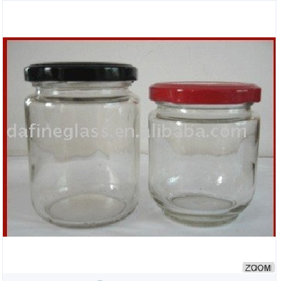 round shape preserved pickle food glass jar with metal cover cap