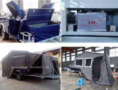 Hard floor rear folding camper trailer