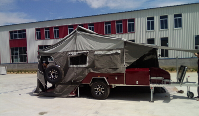 Hard floor rear folding tent trailers