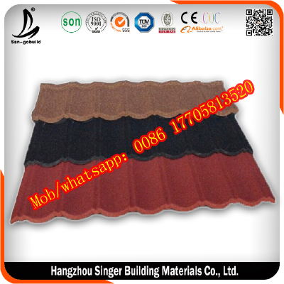 Colored Stone Chip Coated Steel Roofing Tile