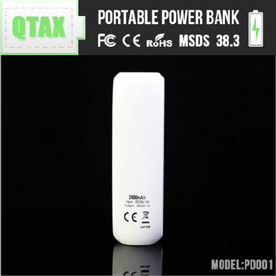 New Style 5V 1A output ABS 2600mah rechargeable 18650 battery bank foriphone 6