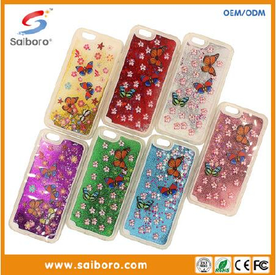 2016 New design sky glitter flowing star liquid phone case foriPhone6/6S case