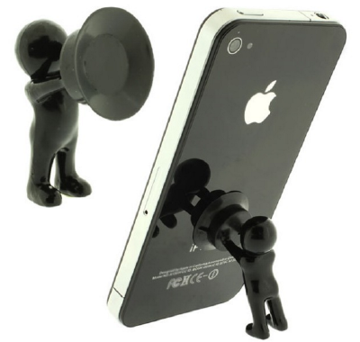 Silicone black doll shaped suction cup cell phone holder