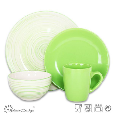 LOVELY stoneware dinner set , color glaze tableware with white rim