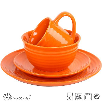 Orange color stoneware dessert plate