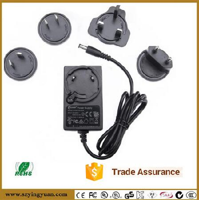 Hot 12V 2A interchangeable plug power adapter UL FCC CE RCMcertification meet COC V5 and DOE VI level